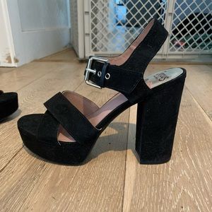 Sam Edelman black suede block heel sandals - 8